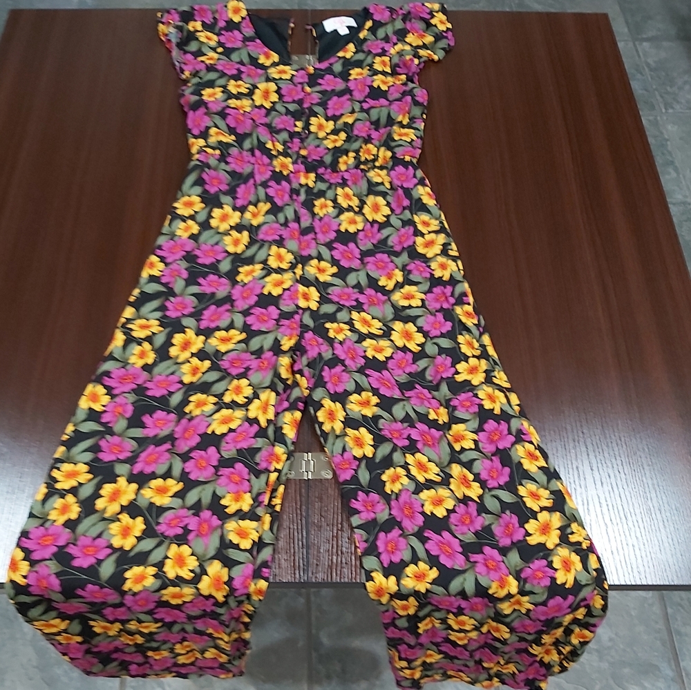 GB - Girls (M) Flutter-Sleeve Floral Jumpsuit